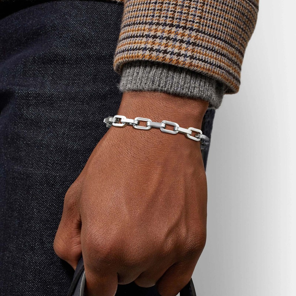 Vnox Handmade Link Chain สร้อยข้อมือสําหรับชาย,สแตนเลสกันน้ําไม่ซีดจาง Square Geometric Links สายรัดข้อมือเครื่องประดับข - รูปที่ 2