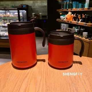 แก้วเก็บความเย็น - ร้อน แก้วกาแฟ ฝาปิดพลาสติก PC พกพาสะดวก พร้อมส่ง 350/500ml