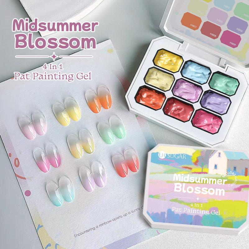 UR SUGAR 9 สี 4-IN-1 Pat Painting เล็บเจล Polish Summer Blossom Gradient เล็บเจลเคลือบเงา 18g