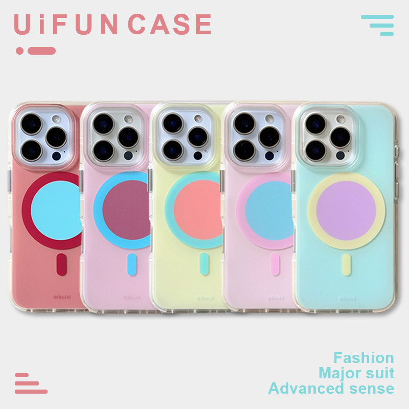 พรีเมี่ยม Macaron Contrast สีแม่เหล็กไร้สายชาร์จเคสโทรศัพท์สําหรับ iPhone 16 15 14 13 Pro Max 12Promax IMD Shock Resistance Mobile Shell