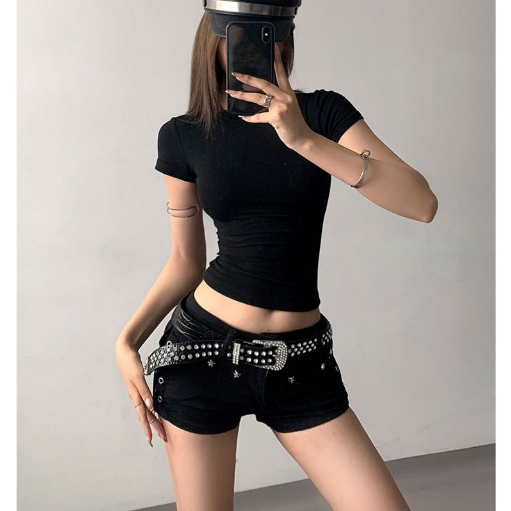 Cilset พร้อมส่ง เสื้อรัดรูป เสื้อน่ารักผู้หญิง แขนสั้นรัดรูปเซกซี่ สีพื้น 3สี ผ้ายืดรูปทรงสวย สไตล์ เสื้อคอก/FY9388 ราคา ถูกที่สุด ดีลบีเคเค แกลเลอรีภาพที่ 7