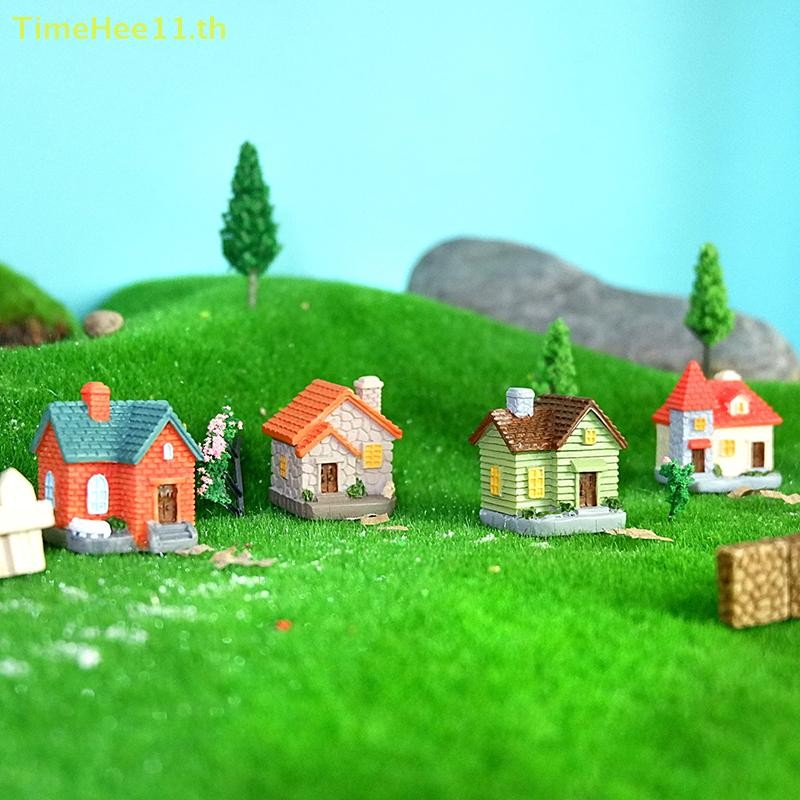 TimeHee Decor เครื่องประดับเรซิน Miniature Fairy Garden House Villa Miniature ภูมิทัศน์บอนไซตกแต่งกลางแจ้ง DIY ตุ๊กตาตกแต่งบ้าน TH