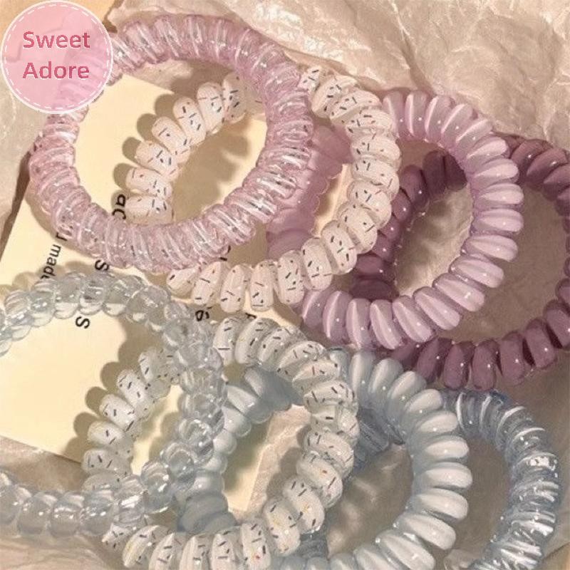 SweetAdore 4 ชิ้นผู้หญิงเกลียวผมผูกโทรศัพท์สายไฟผมแหวนวงยืดหยุ่นยางรัดผม Scrunchies Headwear อุปกรณ์เสริม TH