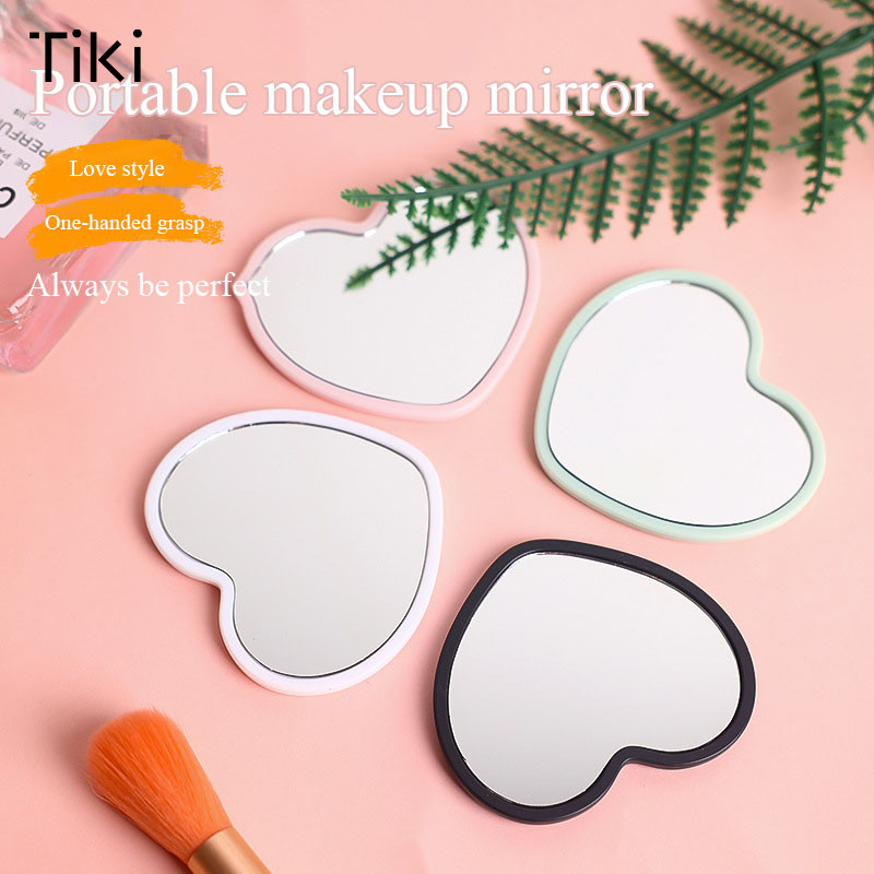 โมเดิร์นเรียบง่ายกระจกรูปหัวใจหอพักนักเรียนแต่งหน้ากระจก Mini Dressing Mirror พกพาง่าย-tk