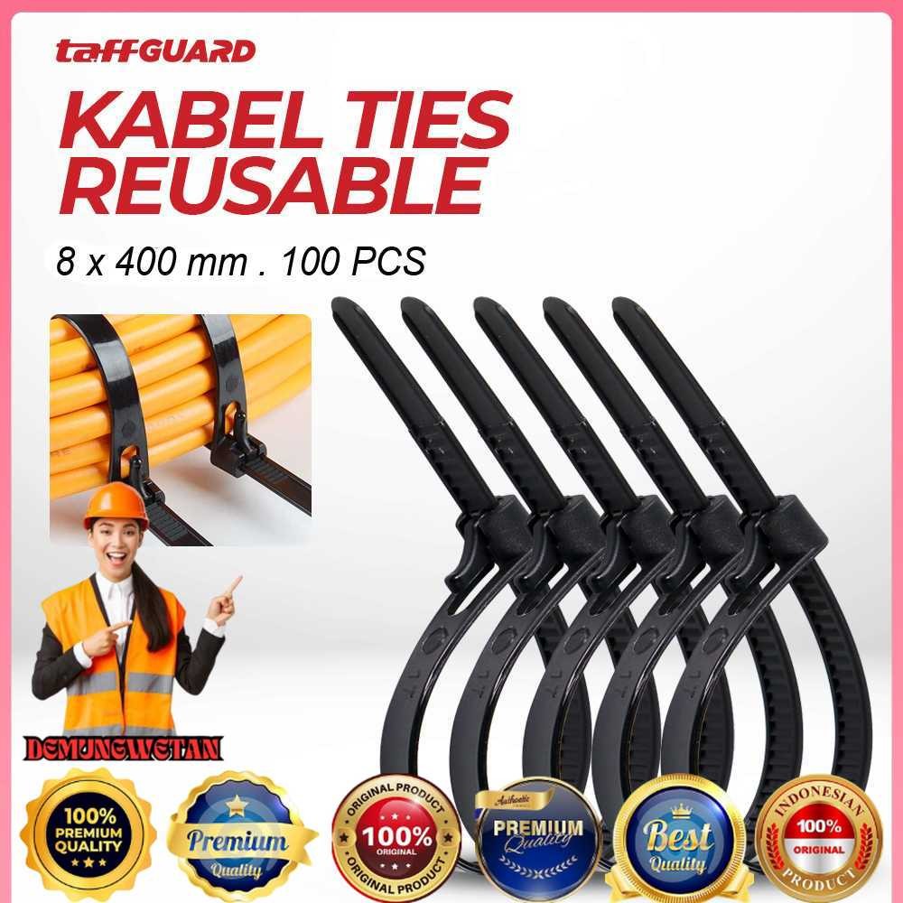 TaffiGUARD Cable Ties Zip Cable Organizer นํากลับมาใช้ใหม่ได้ 8x400 มม. 100 ชิ้น - NL816