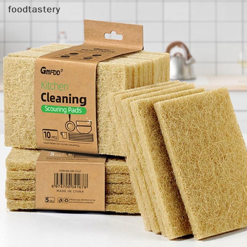 FTY 5/10pcs Sisal ฟองน้ําไมโครไฟเบอร์เป็นมิตรกับสิ่งแวดล้อมพืชฟองน้ําสําหรับล้างจานเส้นใยธรรมชาติผ้าทําความสะอาดอุปกรณ์ครัว N