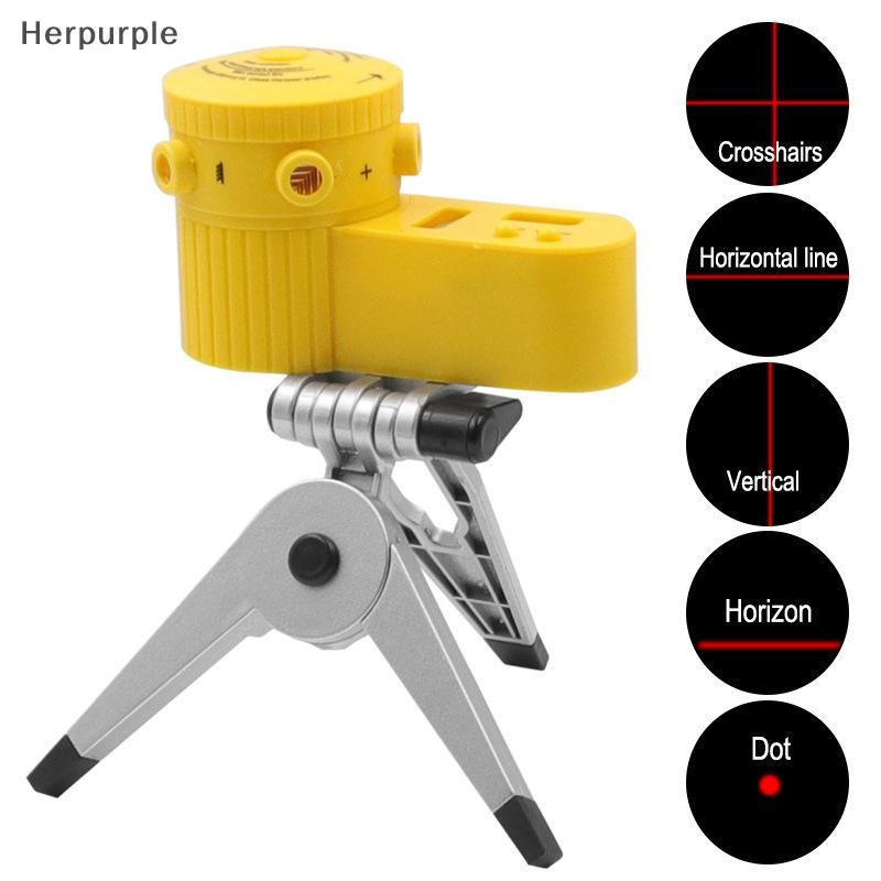 Herpurple 4 In 1 ระดับเลเซอร์ในครัวเรือนระดับไม้บรรทัดวัดเลเซอร์ไม้บรรทัดหมุนขาตั้งกล้อง Ertical เครื่องมือระดับแนวนอน TH