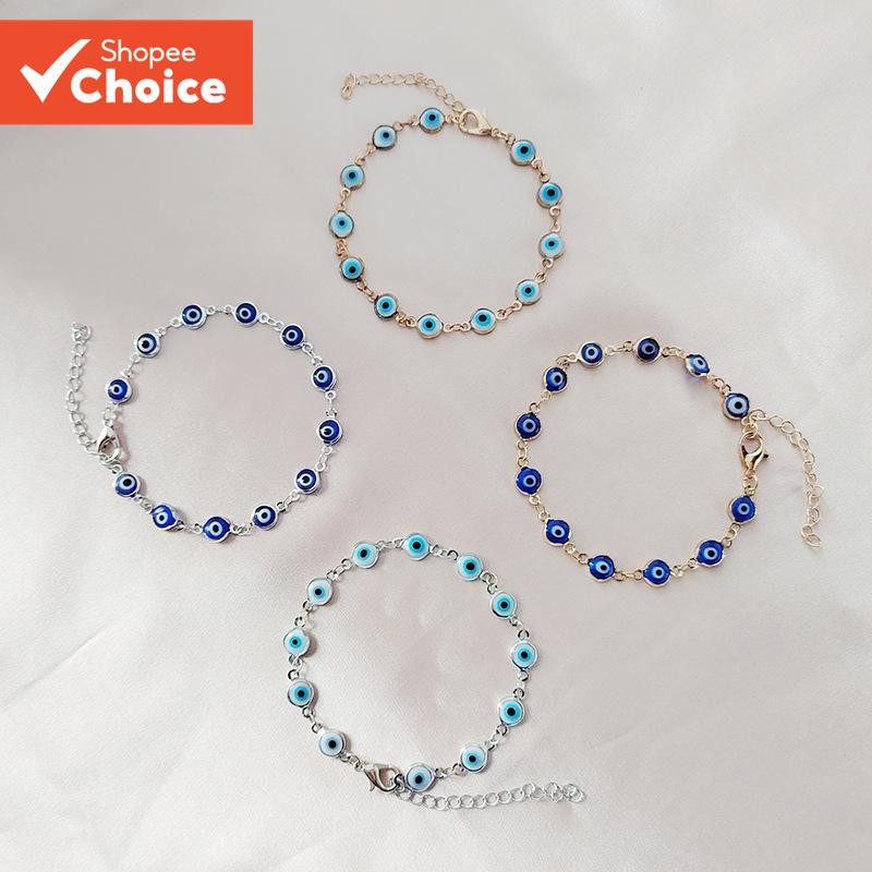 1 ชิ้น Bohemian Blue Eyes สร้อยข้อมือผู้หญิง Vintage โลหะกําไลข้อมือเครื่องประดับอุปกรณ์เสริม