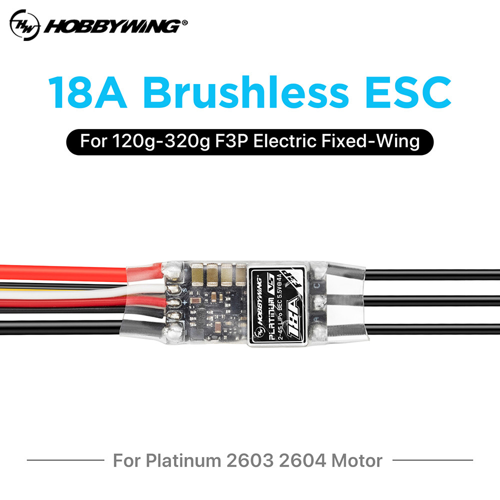HOBBYWING Platinum 18A ESC แบบไม่มีแปรง 18A V5 F3P ESC 5.5V/4A BEC 2-4S สําหรับ F3P Fixed-wing