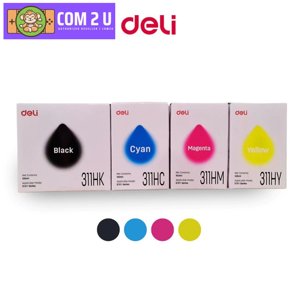 หมึกเติม Deli InkJet D311NW เครื่องพิมพ์อิงค์เจ็ท ขนาด 100ML. หมึกตลับแท้ 100%, ประกันศูนย์ Deli