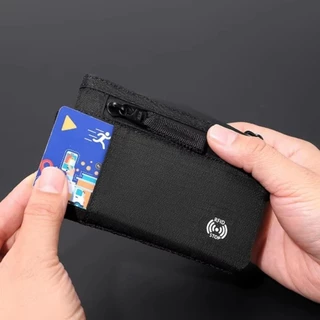 กระเป๋าสตางค์ผู้ชาย BLANKZO แบบบางหรูหรา มีระบบป้องกันการโจรกรรมด้วย RFID และซิป ทำจากวัสดุไนลอน สบายเมื่อใช้งาน