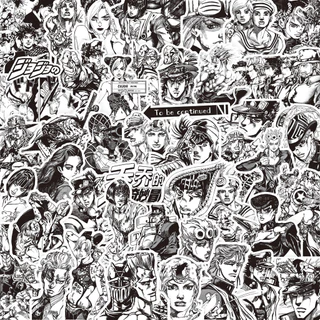 ชุดสติกเกอร์ผู้ใช้ขาตั้งของ JoJo (77-82 ชิ้น) - Monochrome Bizarre Decals สําหรับ Journal & Phone DIY - Murah & Keren