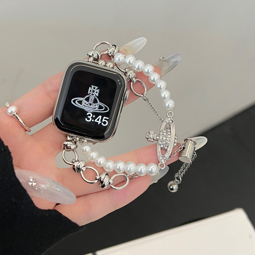 สายสร้อยข้อมือมุกดาวเสาร์เหมาะสําหรับสายนาฬิกา Apple applewatch987se สร้อยข้อมือ Huawei GT4