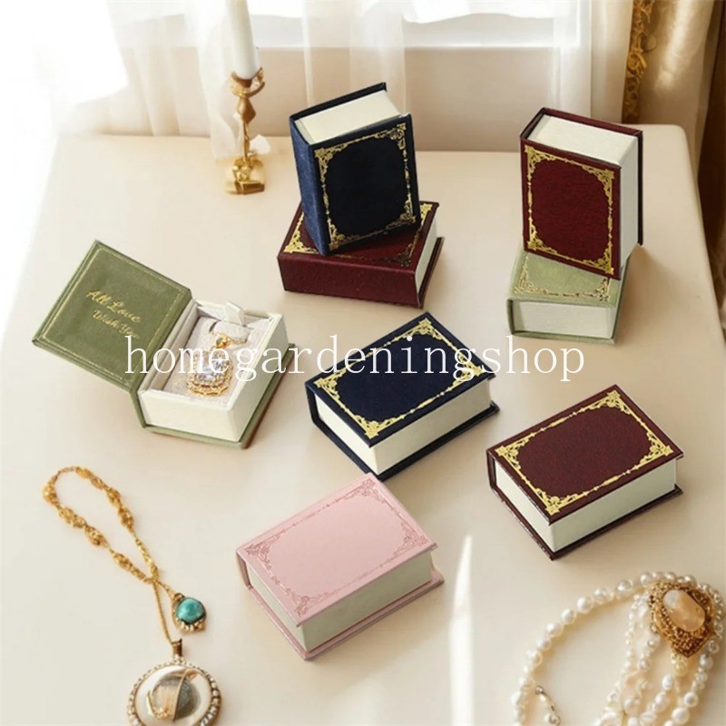 Creative Book-Shaped Design Ring Flip-Top Magnetic Jewelry Gift Pu Leather Ring กล่องบรรจุภัณฑ์พร้อมซับสักหลาด