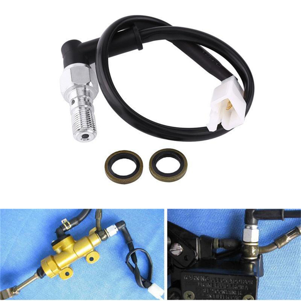 ถูกที่สุด M10 1.0/1.25MM Motorcycle Hydraulic Brake Pressure Rear Light Switch Hollow Bolt With 2 Washers🔥🔥🔥