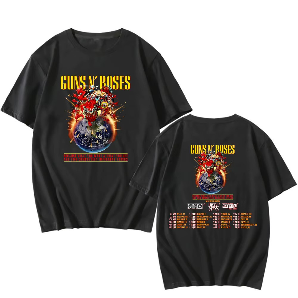 Guns N Roses Band เสื้อยืด Guns N Roses 2025 World Tour Rock Band T เสื้อ Punk T S-5XL ท็อปส์
