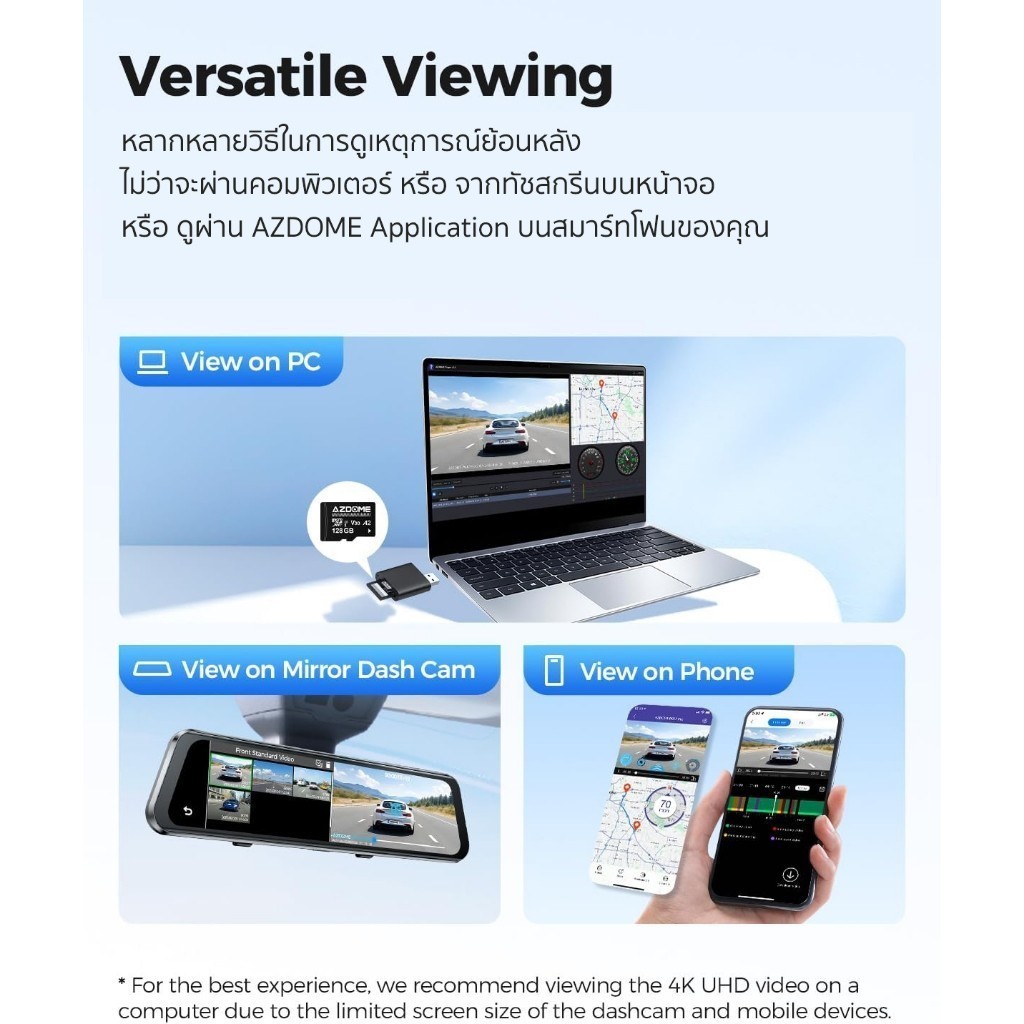 [ฟรี 128GB] AZDOME Rearview Dash Cam PG17 PRO กล้องติดรถหน้าหลัง 4K + 2.5K STARVIS 2 WIFI GPS รองรับการบันทึกหลังจอดรถ - รูปที่ 5