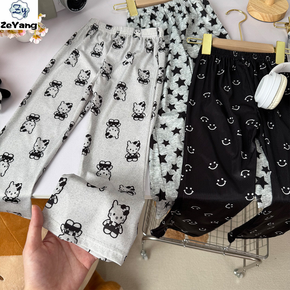 [ZY] 70-150 พร้อมสต็อกเด็กผ้าไหมน้ําแข็งกางเกงบานกางเกงลําลองเด็กสาวกางเกงสลิมฟิตเลกกิ้งกางเกงทุกการแข่งขันแฟชั่นเสื้อผ้าเด็กอย่างรวดเร็ว