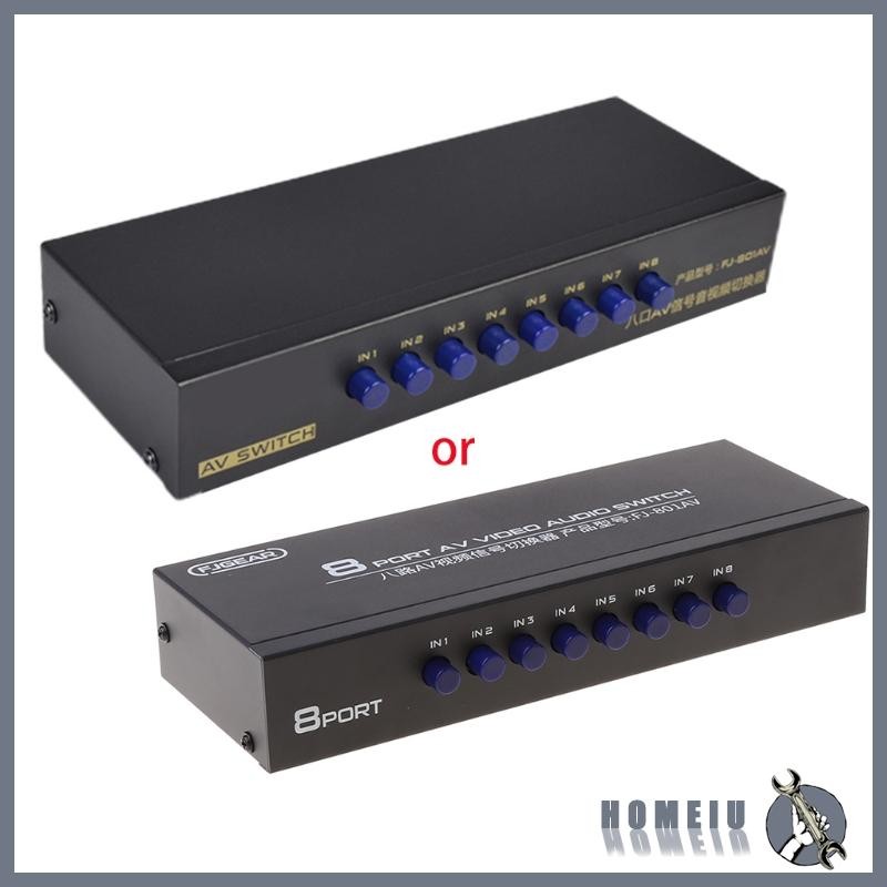 8-Way AV Switch RCA Switcher 8 in 1 out Composite Video L/R Selector Box for DVD