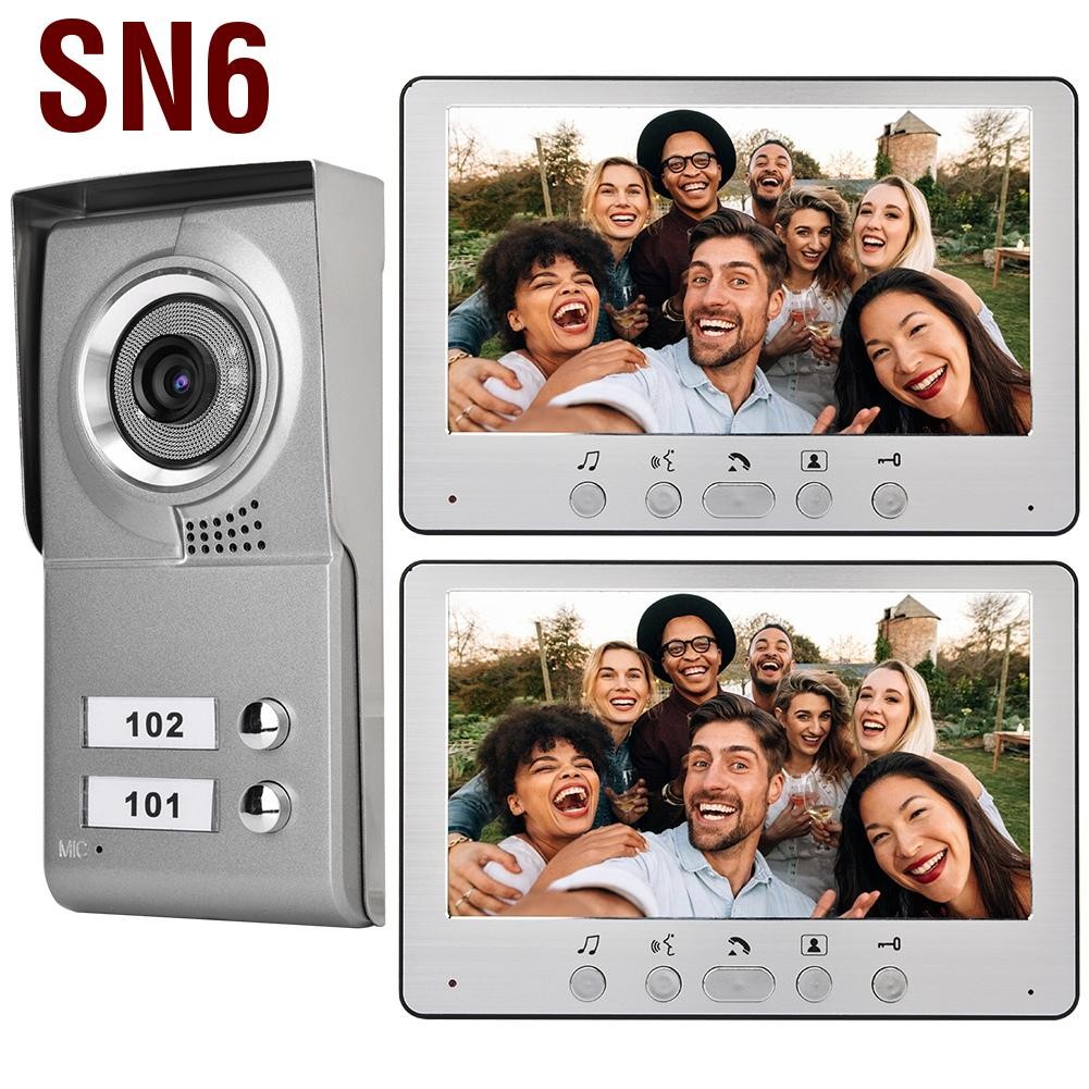 SN6 Camera Intercom 7inch Digital Color LCD หน้าจออพาร์ทเมนต์ 2 หน่วยระบบวิดีโอสายวิดีโอแบบใช้สายเสี
