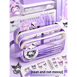 กระเป๋าดินสอใสขนาดใหญ่กันน้ำน่ารักและมีสไตล์ - Kuromi, Cinnamoroll, My Melody และซิปที่ทนทานสำหรับโรงเรียน วัยรุ่น เด็กชายและเด็กหญิง
