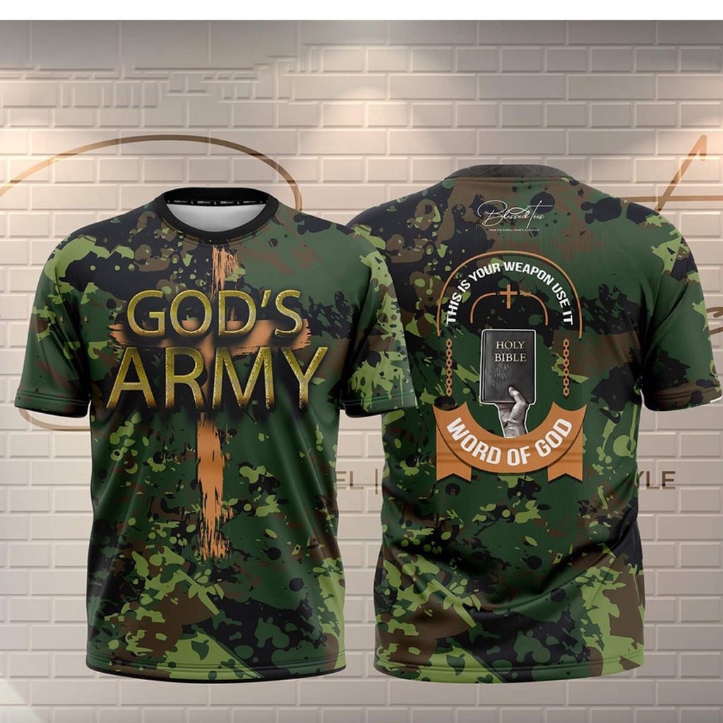 ARMY In The Field Tshirt Full Sublimation GODS ARMY BLESSEDTES SHIRT