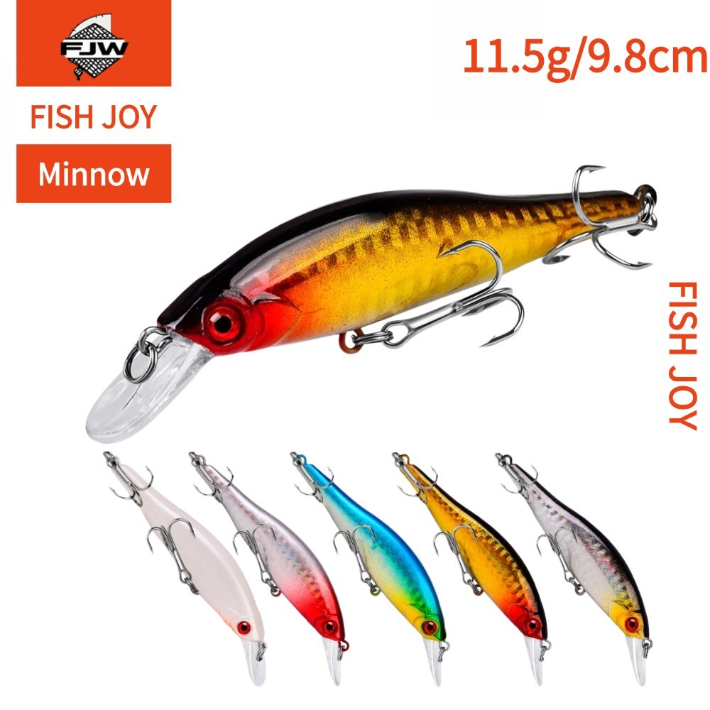 F9 ตกปลา ปลาปลอม เหยื่อเรืองแสง 3D ตาปลา สีสันสดใส ลายพราง ลายสาดสี ปลายแหลม สะพานเหยื่อ