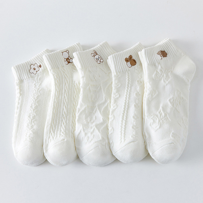 ฤดูร้อน บาง ถุงเท้า สีขาว ถุงเท้าเรือ ถุงเท้าสั้น ผู้หญิง แบบสั้น-MTY - รูปที่ 4