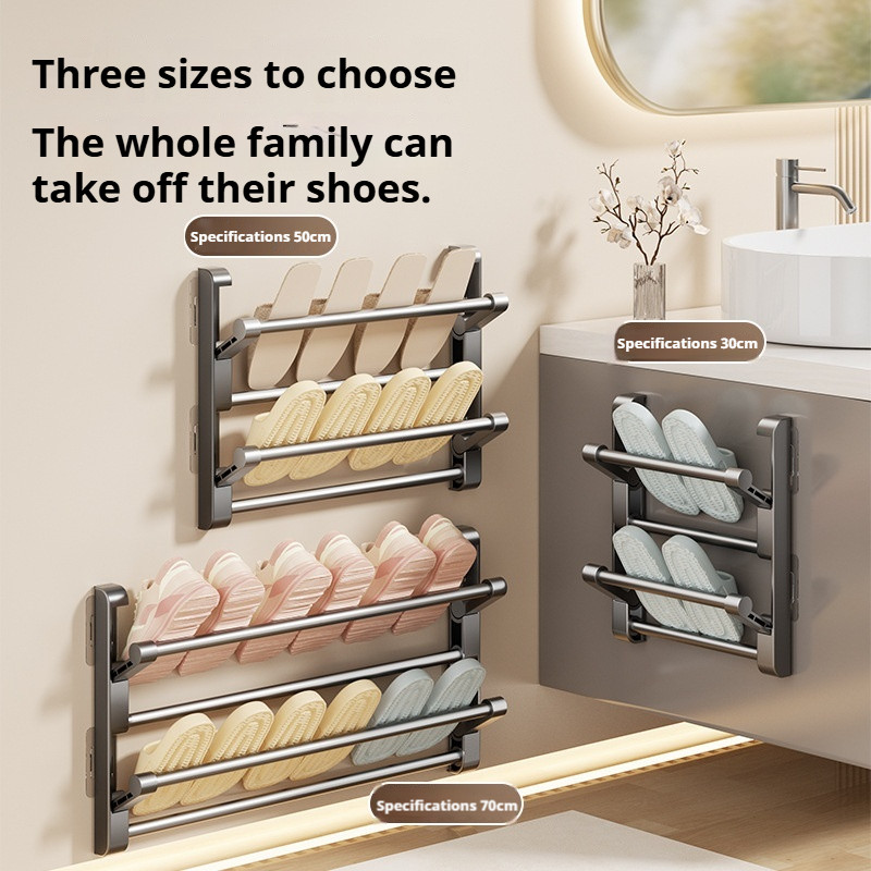 ชั้นวางรองเท้าแตะรองเท้าติดผนัง, ราวตากรองเท้าแตะในห้องน้ําแบบพับได้, ไม่มีประตูด้านหลังรองเท้าออแกไนเซอร์ไม้แขวนเ