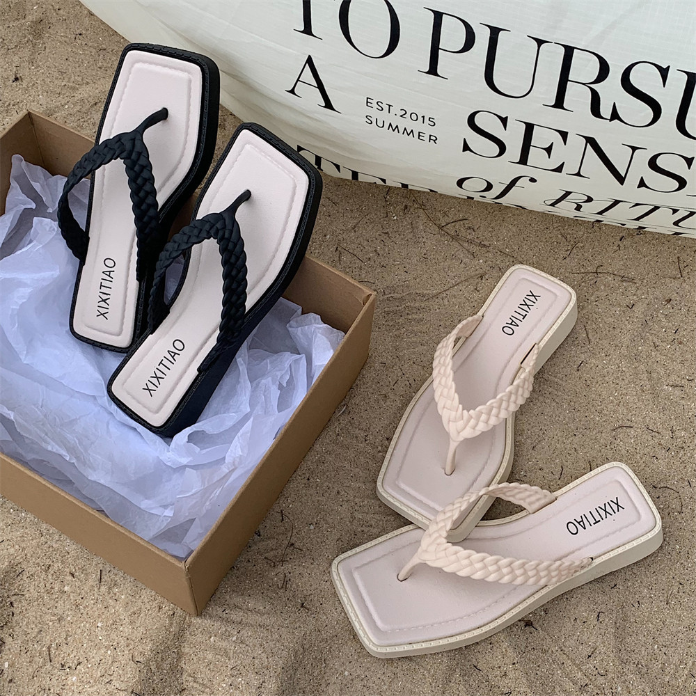 XIXITIAO Flip-Flops ฤดูร้อน 2025 สไตล์ใหม่ Twist Braid รองเท้าแตะแฟชั่นผู้หญิง