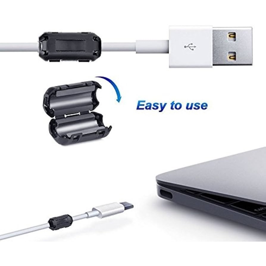 TDK Noise Filter Clamp 5 มม.สาย EMI RFI Damper แหวนแม่เหล็ก Suppressor ลูกปัดคลิปสาย Core Choke Ferr