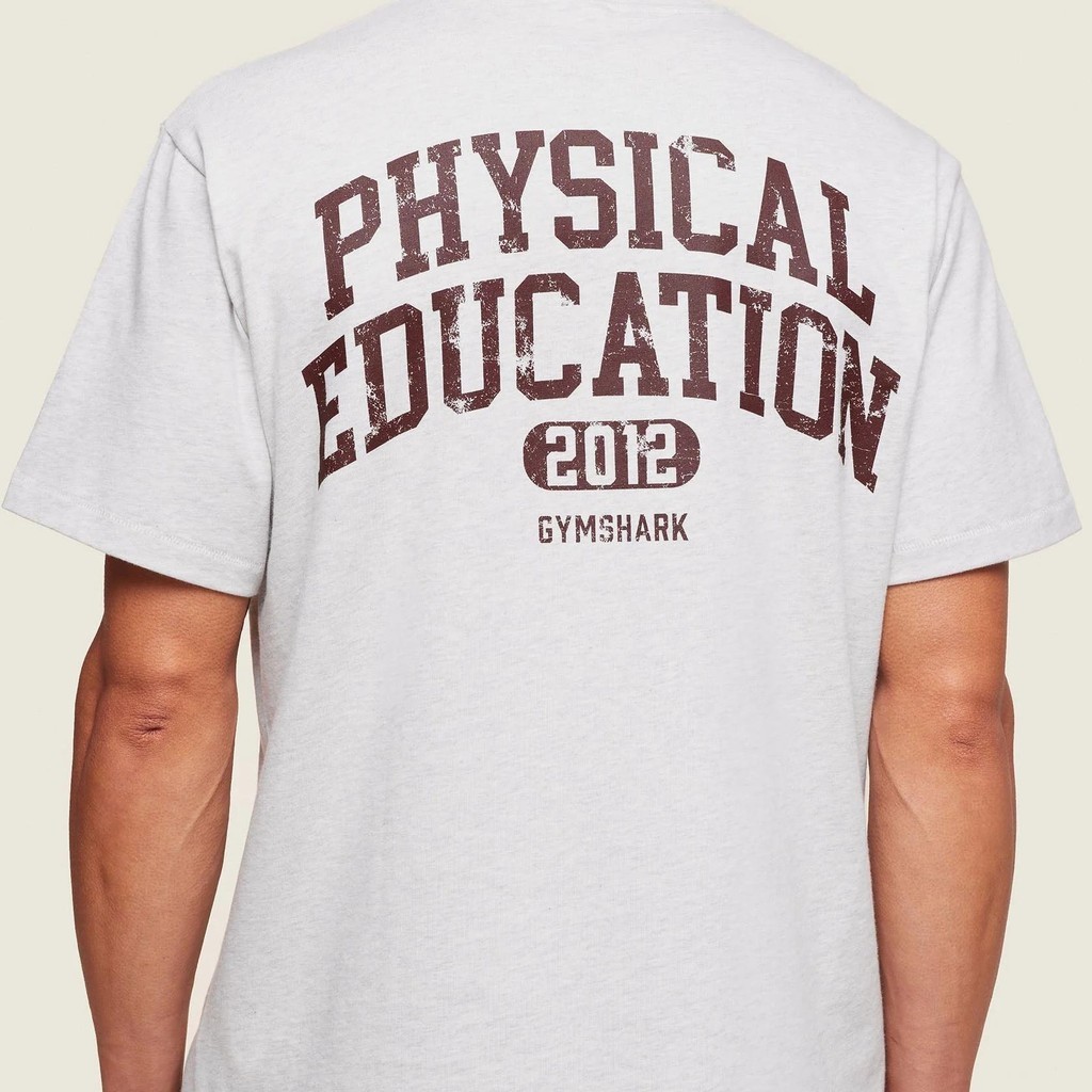 ผู้ชายและผู้หญิง GYMSHARK เสื้อยืดออกกําลังกายผ้าฝ้ายแท้แขนสั้น PHYS ED T-SHIRT