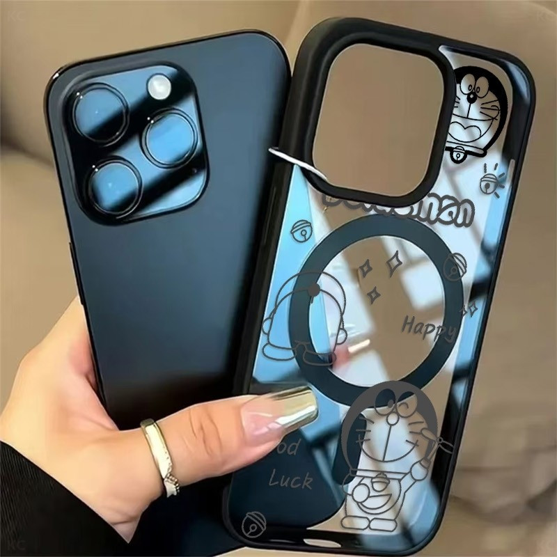 เคสโทรศัพท์แม่เหล็กลายการ์ตูนแฟชั่นรุ่นใหม่สำหรับ iPhone 15PROMAX 14PROMAX 13pro 12pro 16pro 15 14PLUS 11PROMAX ป้องกันสีเหลืองป้องกันลายนิ้วมือกันกระแทกเคสใส
