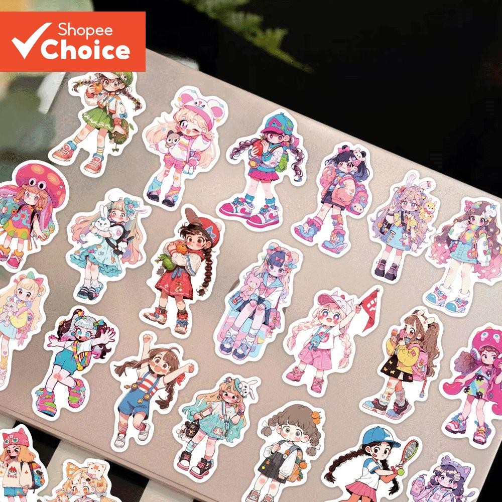 สติกเกอร์ตัวละครสาว 50 ชิ้นสติกเกอร์น่ารักตลกป๊อปรูปแบบแล็ปท็อปเคสโทรศัพท์ตกแต่ง