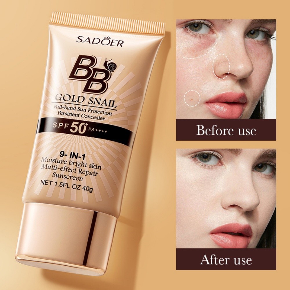 Sadoer Gold Snail Sunscreen BB Cream Foundation คอนซีลเลอร์ Moisturizing Isolation Cream SPF50+PA+++