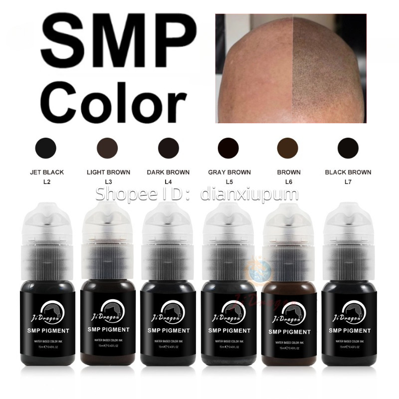 “มีจําหน่าย” 15ml SMP สักหนังศีรษะหมึกชุดสีถาวรสักอุปกรณ์อายไลเนอร์มืออาชีพสักคิ้วหนังศีรษะเม็ดสีเหลว
