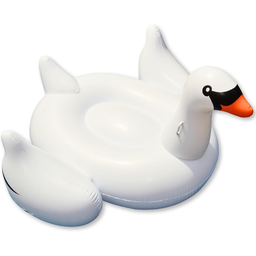 Giant Inflatable Swan Pool Float Floatie Ride-On Lounge W/ Stable ขาปีกขนาดใหญ่ Rideable Blow Up ฤดูร้อนชายหาดว่ายน้ํา Party Lounge Big Raft หลอดตกแต่งของเล่นเด็กผู้ใหญ่