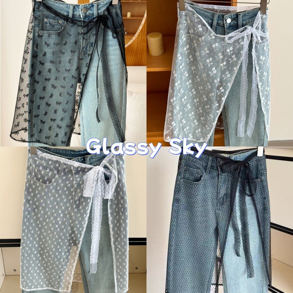 Glassy Sky พร้อมส่ง ผ้าลูกเอว ลวดลายเล็ก สีขาวดำ เสริมในการแต่งตัว สไตล์เกาหลี (JT#3)