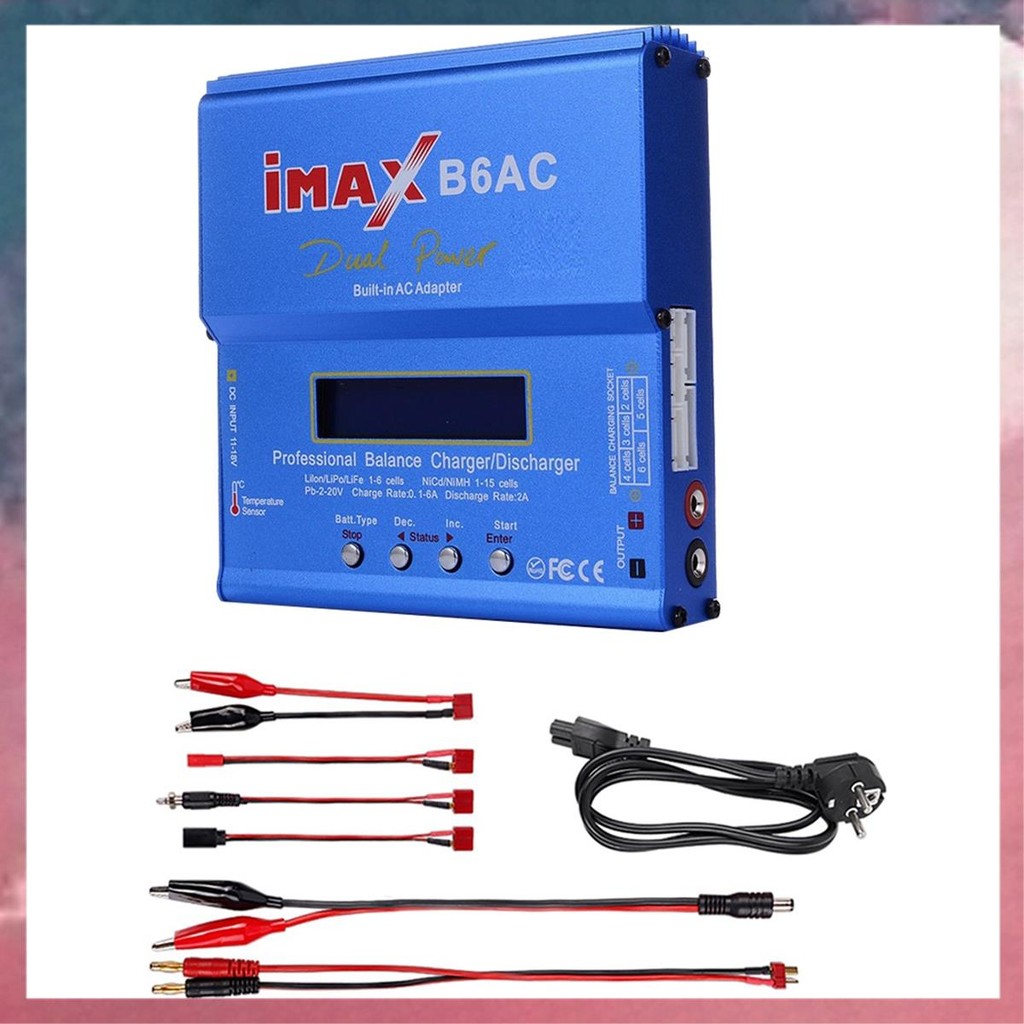 สําหรับ B6AC 80W RC Balance Charger + T ปลั๊กสายดิจิตอล Li-Ion LiFe Nimh Nicd PB Lipo แบตเตอรี่ Disc