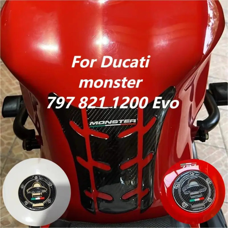 3D สําหรับ Ducati Monster 797 821 1200 Evo คาร์บอน Brazing การใช้ถังสติกเกอร์รถจักรยานยนต์ Refitting Scratch ทน Decal