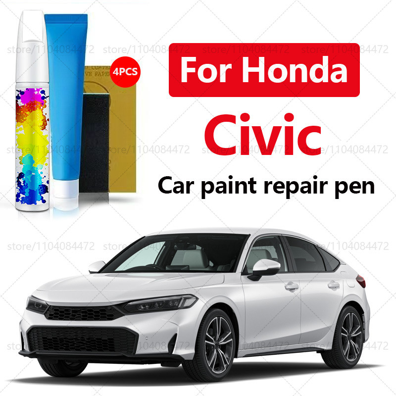 ปากกาซ่อมสีรถยนต์สําหรับ 1972-2025 Honda Civic Paint Scratch Repair อุปกรณ์เสริม 4PCS สีขาว NH883P ส