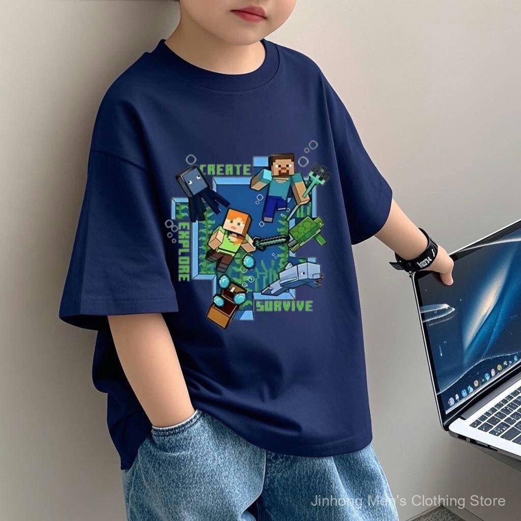 2025 เสื้อยืดแขนสั้นผ้าฝ้ายบางแฟชั่นฤดูร้อนสำหรับเด็กชายใหม่