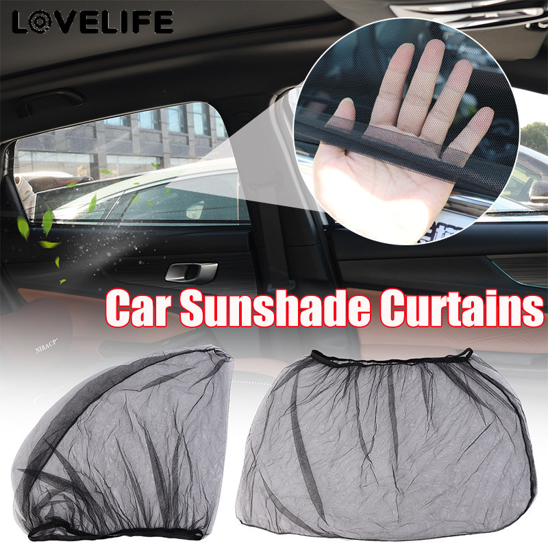 [AUTO&3C]1/2Pairs - ม่านบังแดดรถยนต์แบบไม่ต้องเจาะรู Universal Fit | Double Layer Mesh Window Shades ป้องกันยุง, การออกแบบแบบยืดหดได้สําหรับติดตั้งง่าย