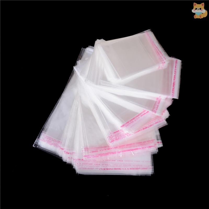 [VI] 100 ชิ้น/ถุง OPP ซีลใสกาวในตัวเครื่องประดับพลาสติกบ้านถุงบรรจุ TH