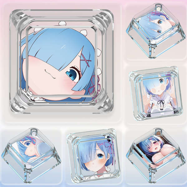 keycaps keycap ไทย ที่ไม่ซ้ํากัน Keycap Rem Cross คีย์บอร์ดแบบกลไกน่ารัก Seventh Epic เดี่ยวโปร่งใส 