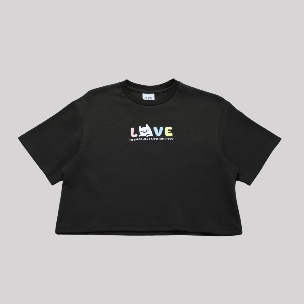 Ad Jeans Womens Top Graphic Tee Cat 9 Lives of Love Shirt (S-XL)