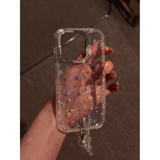 Huiwanju ใช้กับเคสโทรศัพท์มือถือ iPhone16promax 15 ใหม่ iphone14 เลเซอร์ดาว 13promax กลิตเตอร์ 12 อะคริลิค 11pro ผู้หญิง 16plus เพชรเต็มดาวป้องกันการตก 16E เคสป้องกัน