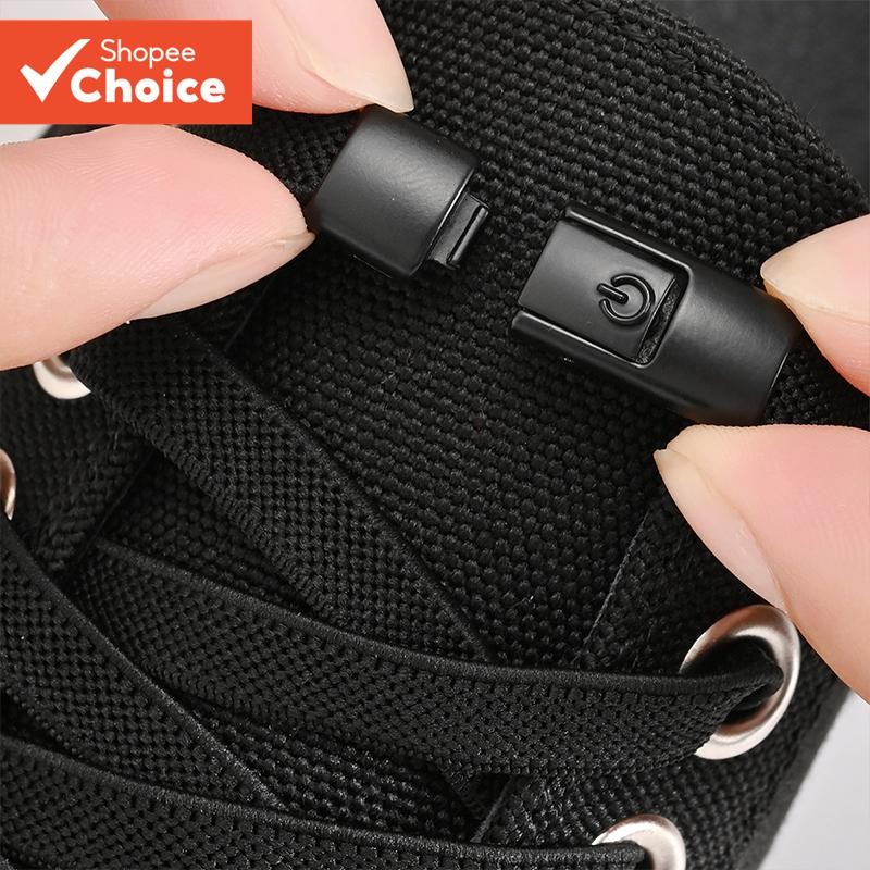 No Tie Shoe Laces Press Lock Flat Laces สําหรับเด็กผู้ใหญ่ กว้าง 8 มม. เทคนิคการผูกเชือกง่าย