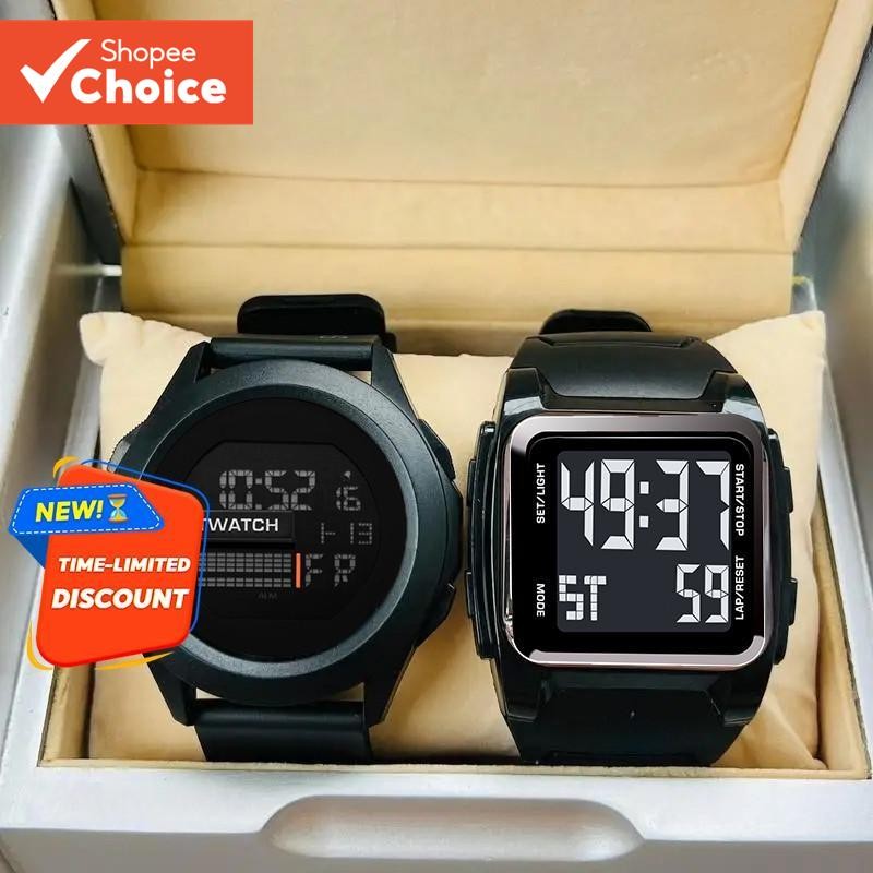 ซื้อ 1 แถม 1 ฟรีนาฬิกาดิจิตอลสําหรับผู้ชายพร้อมไฟ LED - หน้าปัดอิเล็กทรอนิกส์กันน้ําของขวัญวันเกิดวันพ่อ