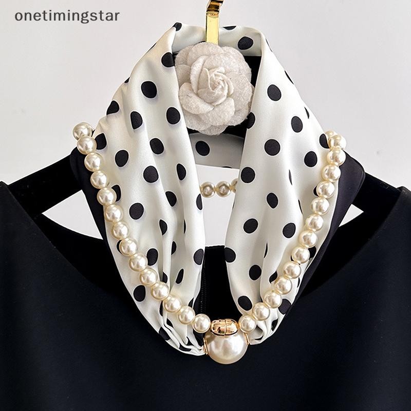 Onetimingstar แม่เหล็ก N Elegant Satins คอผ้าพันคอ ไข่มุกสร้อยคอ และหัวเข็มขัดสำหรับผู้หญิง Vintage 